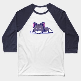 Cute Cat Sleeping Cartoon Baseball T-Shirt